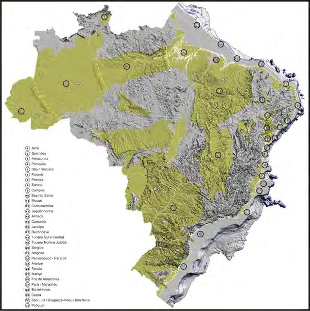 Figura 3- Bacias sedimentares brasileiras (fonte: Milani et al., 2007) 4.1 Bacia Sergipe-Alagoas A Bacia de Sergipe-Alagoas tem sido alvo de diversos trabalhos e teses.