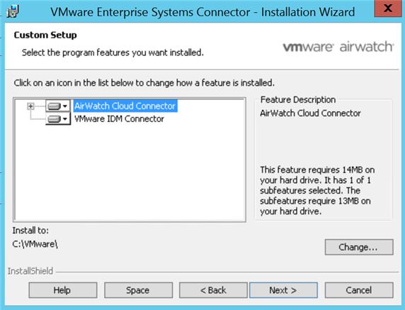 Instalação e Configuração do VMware Enterprise Systems Connector 3 Aceite o contrato de licença e clique em Próximo. 4 Na página Instalação Personalizada, selecione os componentes a serem instalados.