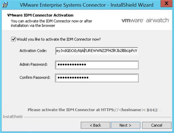 Capítulo 3 Processo de Instalação do Enterprise Systems Connector 11 (somente VMware Identity Manager Connector) Na página Ativação do VMware IDM Connector, marque a caixa de seleção caso deseje