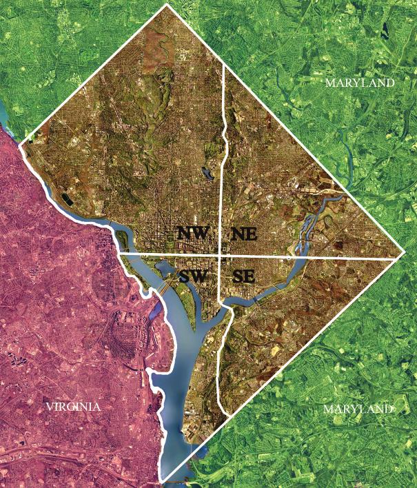 2008 Figura 72: Washington é dividido em quatro quadrantes: noroeste, nordeste, sudeste e