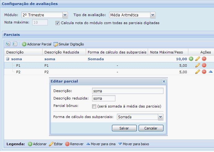 Porem quando parametrizado no portal de Configurações o bloqueio de preenchimento de parciais e subparciais divulgadas não permite a digitação/edição das avaliações que já foram