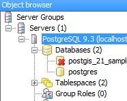 pgadmin III - (Navegador de objetos Servidores (1) / PostgresSQL 9.3 (localhost:5432) ) - (PostgresSQL 9.