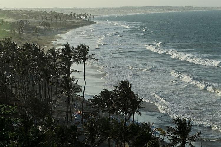 Verdes mares bravios de minha terra natal, onde canta a jandaia nas frondes da carnaúba; Verdes mares que brilhais como líquida esmeralda aos