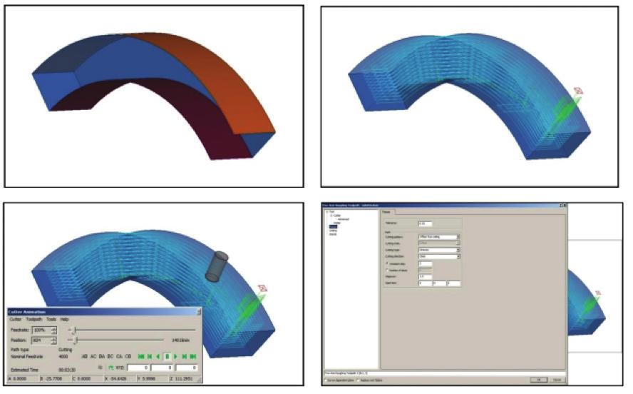 Foi adicionada uma nova operação de desbaste 5-eixos rough out pockets e superfícies multi-geometria. Os inputs estão contidos em 3 pastas, uma para cada superfície: base, topo e paredes.