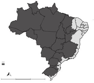 Febre Amarela Figura 2 Áreas com e sem recomendação de vacina de febre amarela no Brasil, 2012 Área sem recomendação de vacina (ASRV) Área com recomendação de vacina (ACRV) N 0 800 1600 2400