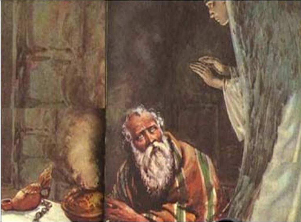 Zacarias e o Anjo Narra a aparição do Anjo Gabriel a Zacarias, sacerdote do Templo, quando este estava orando.