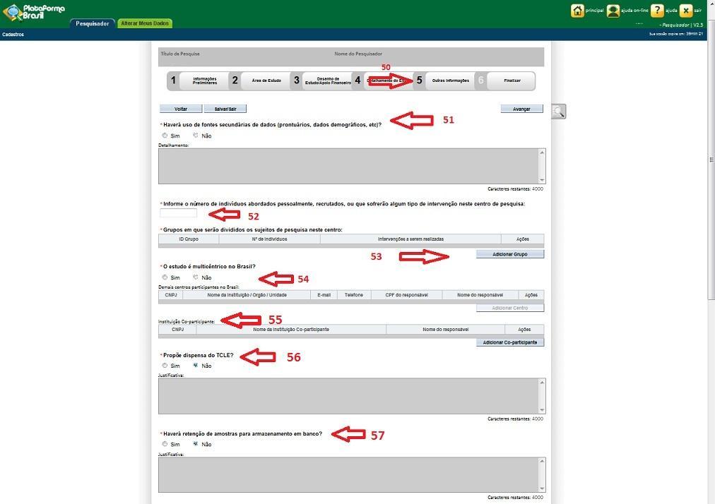 47 Quando a "Data do Primeiro Recrutamento" for aplicável, o pesquisador deverá desmarcar a opção "Não se aplica" e selecionar a data, caso contrário, o campo "Não se aplica" deverá permanecer