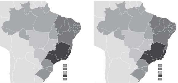 Silveira BJ, Dal Moro VC, Silveira MB, Espirito-Santo LR, Prince KA Quadro. Mapa da cobertura vacinal contra o papilomavírus humano (HPV) em meninas de a anos de idade. Brasil, 24.