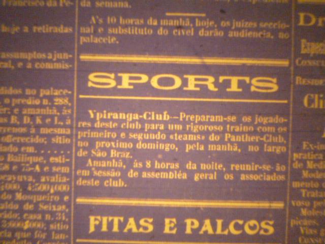 355 Imagem 39 Anuncio de uma partida de futebol, no Jornal A Folha do Norte, entre os clubes Ypiranga e o Panther. Fonte: Jornal A folha do Norte, quarta-feira, 08 de julho de 1914.