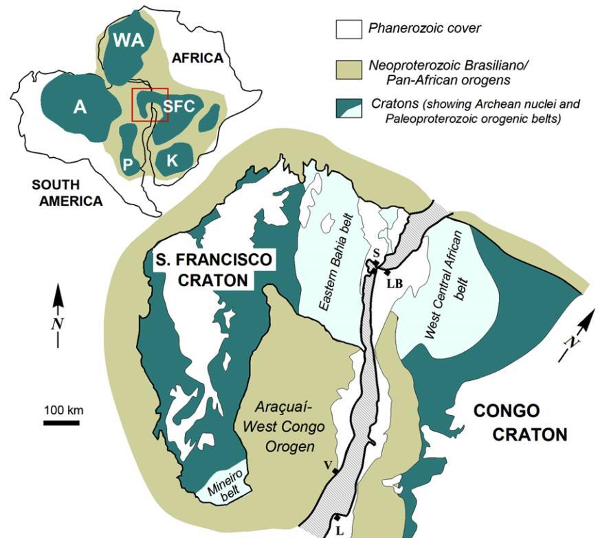 23 Salvador-Curaçá) e no extremo sul do cráton (Quadrilátero Ferrífero) (Alkmim, 1977).