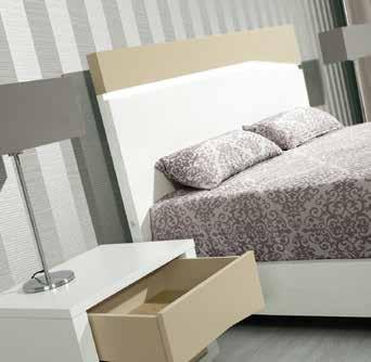 Headboard with led Illumination Option: simple bed with slat for a mattress 200x160cm BLANC BEIGE - CHAMBRE DOUBLE - Lit avec sommier