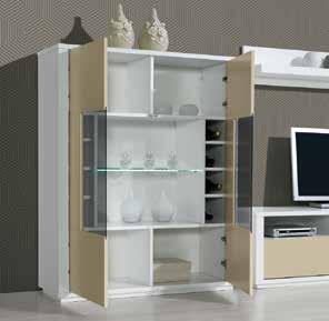 Glass cabinet 1 door with led illumination Bar element with led illumination Shelf with back Coffee table