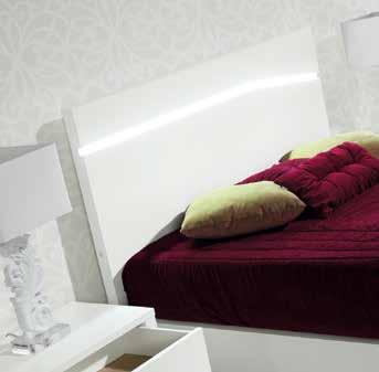 200x160cm Headboard with led illumination Option: elevatory couple bed base for mattress 200x160cm BLANC - CHAMBRE