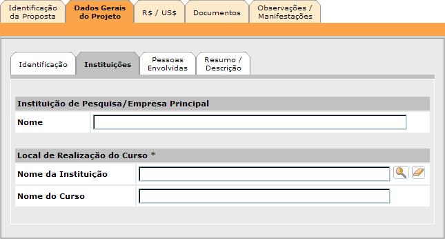 Selecione ( ) a Sub-área de Conhecimento mais adequada ao seu projeto e clique em.