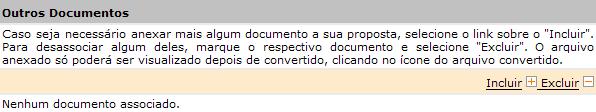 no SAGe. Para excluir algum documento, utilize o link. Os documentos exigidos são os que estão marcados para a etapa de Análise.