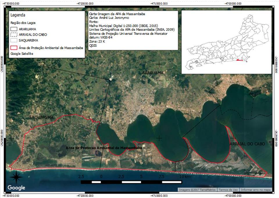 Figura 1: Localização da APA de Massambaba no Estado do Rio de Janeiro. Fonte: Elaborado pelos autores. Os primeiros anos do século XX marcaram o incremento das áreas de extração de sal.