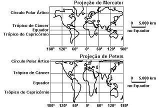 ATIVIDADES ONLINE 8º ANO 1) As figuras a seguir mostram o mundo representado em projeções cartográficas diferentes.