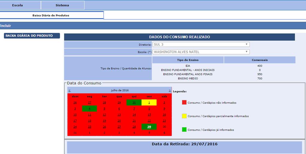 3.8 Pesquisar a baixa diária Uma vez efetivada a baixa, o usuário poderá fazer a pesquisa dos dados registrados acessando a aba