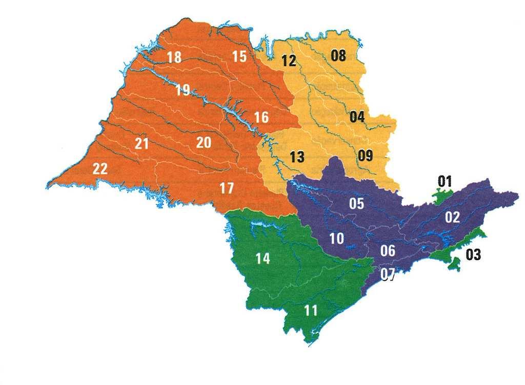 Unidades de Gerenciamento de Recursos Hídricos do Estado de São Paulo - UGRHIs São José dos Dourados Aguapeí Baixo Turvo e Batalha Baixo Pardo e Sapucaí Mirim e Pardo Peixe Pontal do Paranapanema