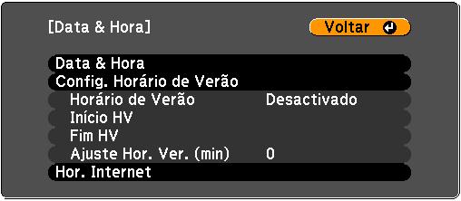 Você verá uma tela como esta: 5. Selecione as suas configurações de data e hora. Depois selecione Aplicar e aperte Enter para confirmar as suas mudanças. 6.