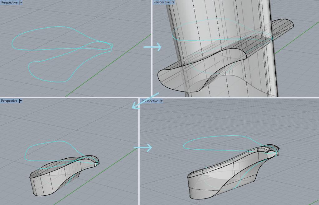 Banco Extrude as duas curvas do banco (com o BothSides ligado) de maneira que elas se sobreponham.