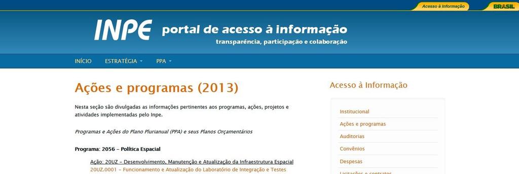 Portal de acesso à informação http://www.inpe.