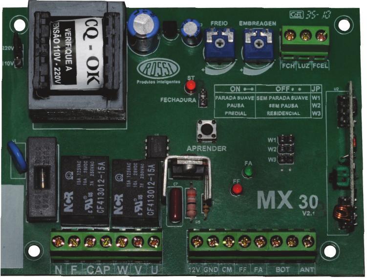 CENTRAL DE COMANDO MX 30 Placas compostas por componentes eletronicos e CL microprocessado com a finalidade de controlar todos os comandos de um acionador como por exemplo, receber sinal do