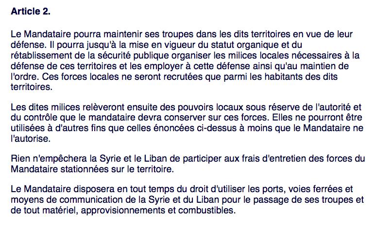 O mandato francês da SdN para a Síria e o Líbano, de