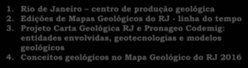 1. Rio de Janeiro centro de produção geológica 2. Edições de Mapas Geológicos do RJ - linha do tempo 3.