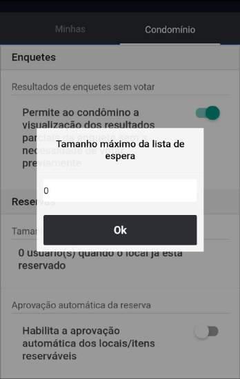 CONFIGURAÇÕES Aba Condomínio: Habilitado / Desabilitado Nas enquetes,