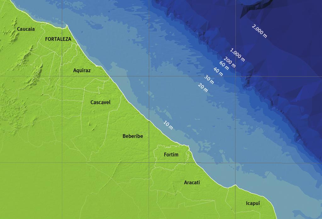 Figura 1. Mapa do litoral do Ceará, entre os municípios de Fortaleza (capital do estado) e Icapuí.