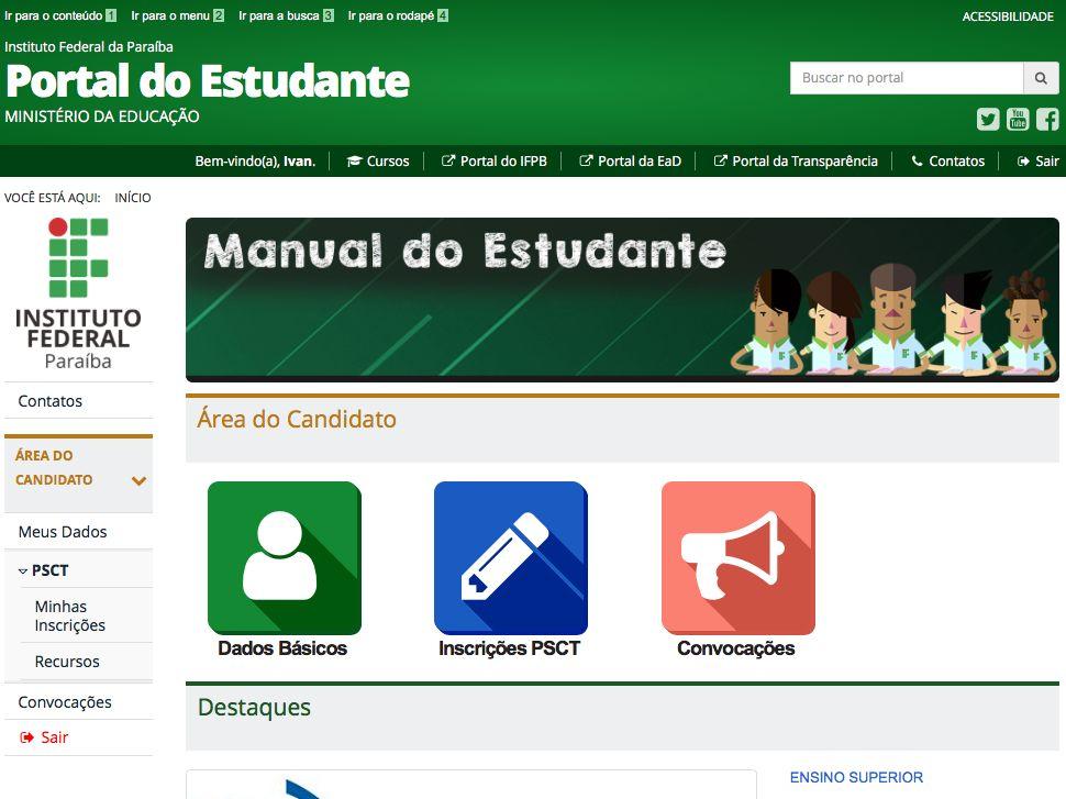 Área do Candidato 1. Identificação do Candidato 2. Dados Básicos: O candidato pode alterar os seus dados básicos de cadastro, entre eles o e-mail que é utilizado para a redefinição de senha 1 3.