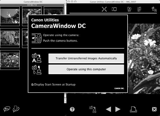 28 Transferir Imagens para um Computador Como Começar Macintosh Aparece CameraWindow quando estabelecer uma ligação entre a câmara e o computador.
