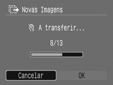 O botão pisca a azul enquanto a transferência estiver em progresso. Quando a transferência estiver terminada, volta a aparecer o menu Transf. Directa.