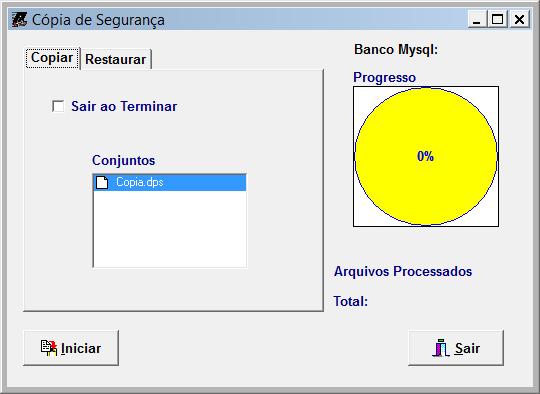 15. CÓPIA DE SEGURANÇA Quando o usuário fecha o sistema ele verifica se a opção do parâmetro esta selecionada para fazer o back-up automático, esta opção é recomendada pois traz maior segurança para