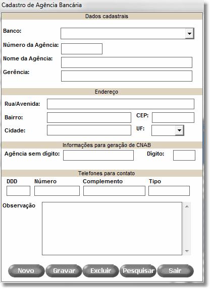 3º Passo - Inserir dados no cadastro de Agências.