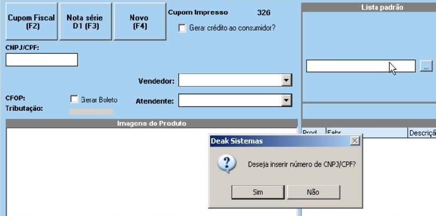 **Tabel para habilitar a função: <CUPOMFISCAL><MENSAGEM><INSERIRCPFCNPJ> S para exibir a mensagem e N para não exibi-la.