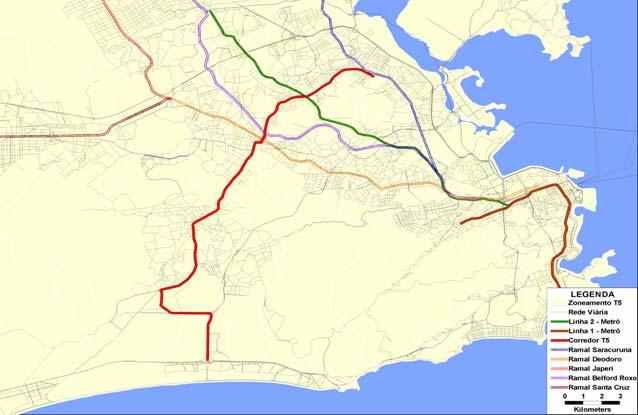3 O Rio de Janeiro apresenta uma rede de transporte coletivo de grande capacidade que atende aos principais eixos de deslocamento no sentido radial, apresentando carência de ligações transversais de