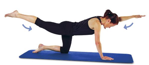 5 Músculos das costas e nádegas Força Estenda uma perna e o braço oposto.