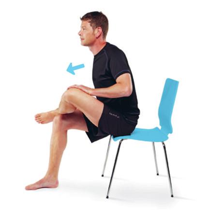 6 Músculos posteriores do quadril Mobilidade Sente-se em uma cadeira e cruze uma perna na outra coxa.