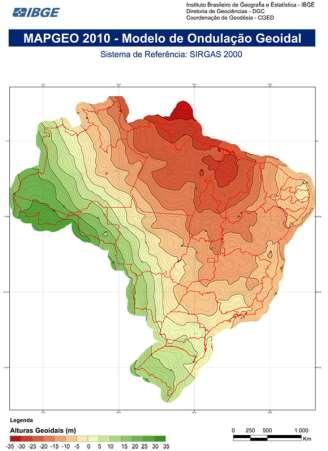 Ondulação geoidal no Brasil N = h H -35m