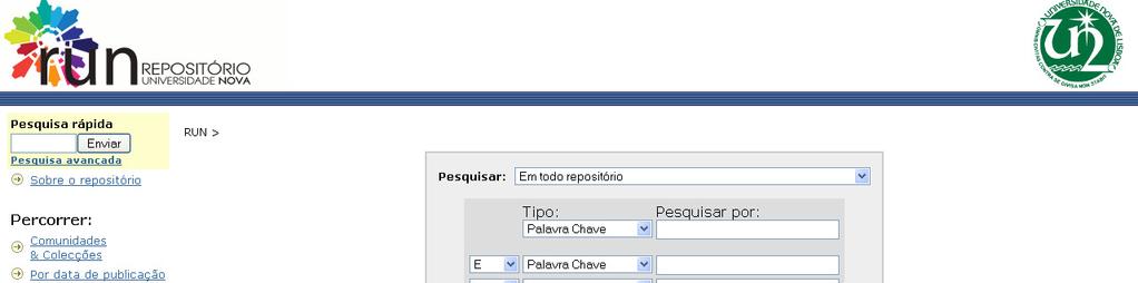 Repositório : pesquisa É possível fazer pesquisa através do formulário de pesquisa, mas também é possível