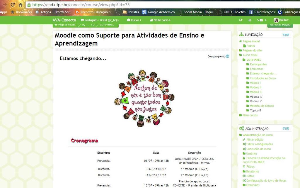 Curso Moodle como suporte