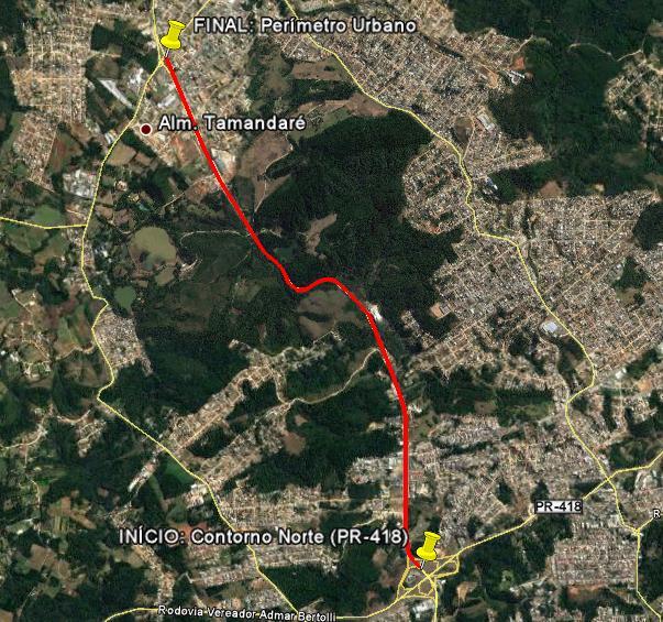 41 de Curitiba), com término no perímetro urbano de Almirante Tamandaré, numa extensão de 4,6 km, conforme ilustrado na figura 3.