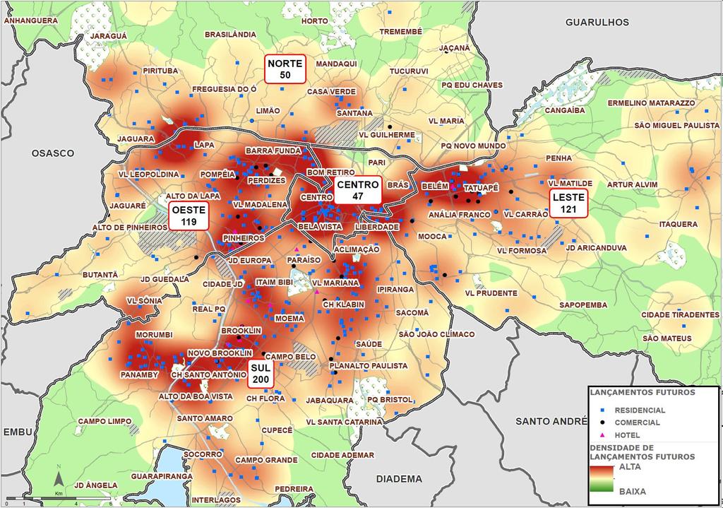 Oportunidades de desenvolvimento imobiliário Futuros Lançamentos São Paulo Capital: 537 Destaque para os eixos: