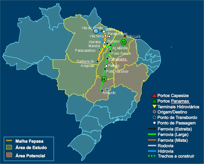 Eixos logísticos selecionados