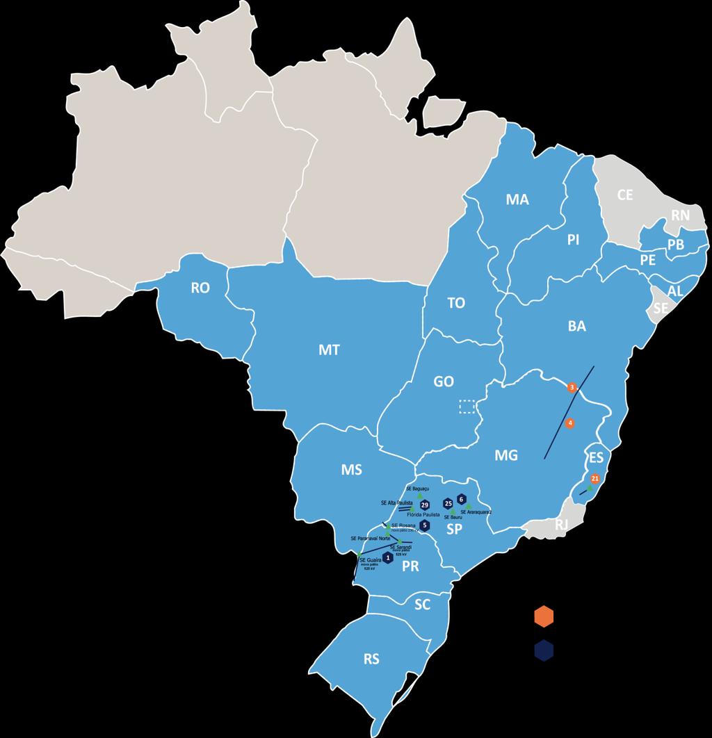 Presença no Território Nacional 10 Empresa ISA CTEEP IEMG IE Pinheiros IE Serra do Japi Evrecy IENNE IE Itaúnas IE Garanhuns IE Madeira IE Sul IE Aimorés IE Paraguaçú