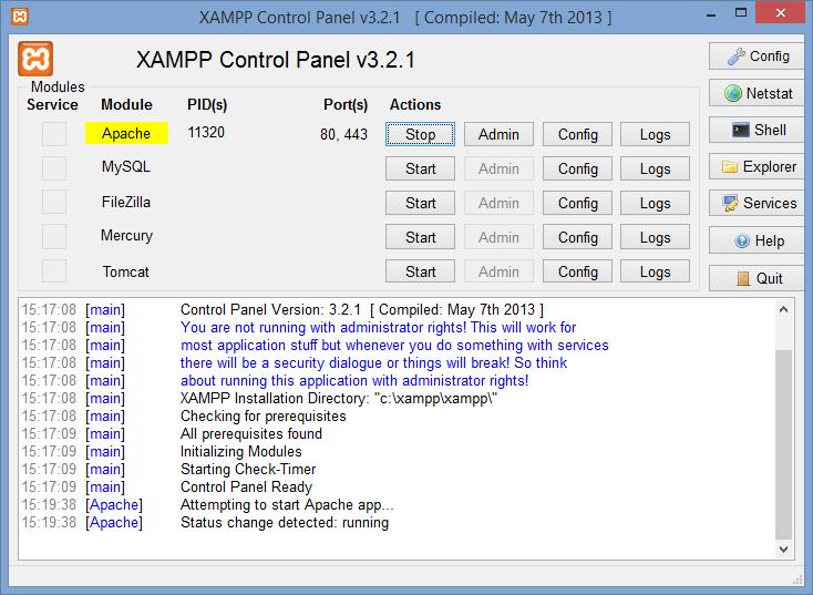 Ferramentas: XAMPP Download: