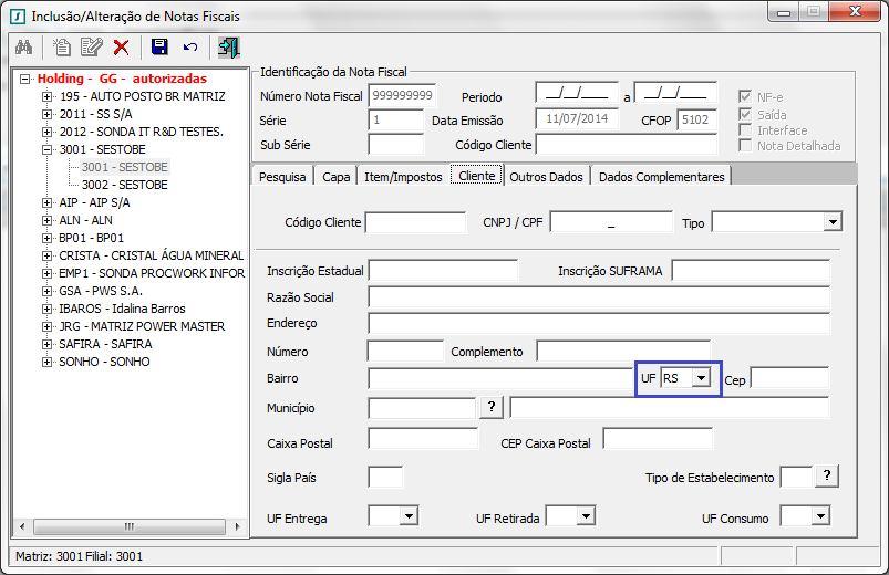 1.2. CADASTROS BÁSICOS - VB Informativo Mensal 1.2.1. NOTAS FISCAIS Efetuada melhoria na aba Cliente da tela Inclusão/Alteração de s Fiscais, retirada a exigência de preenchimento dos campos para NFC-e modelo 65.