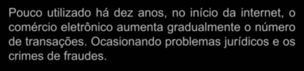 Aumento do comércio eletrônico Pouco utilizado há